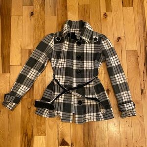 Grey, Blue and White Self Esteem Pea Coat Jacket